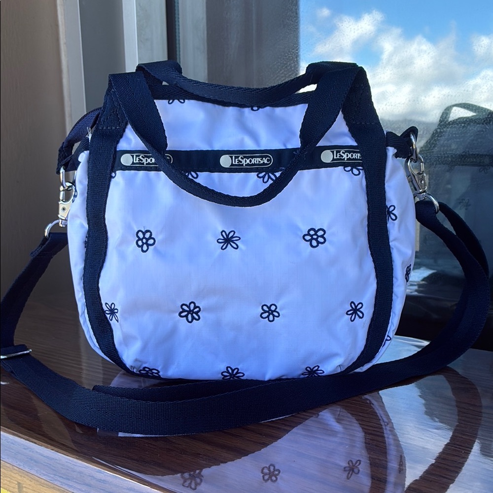 LeSportsac White and navy blue Crossbody Bag